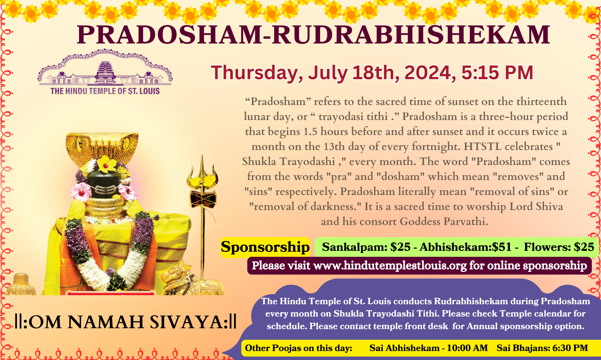 Pradosham-Rudrabhishekam 07/18@5:15 PM