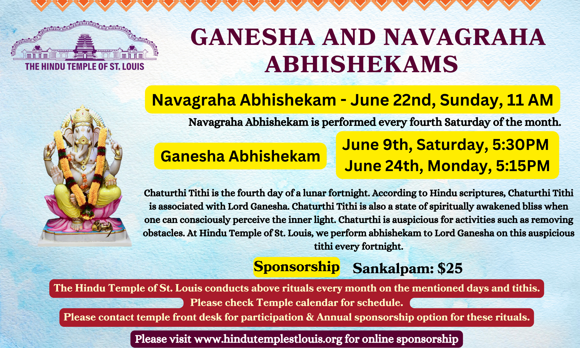 Ganesha & Navagraha Abhishekams – JUNE